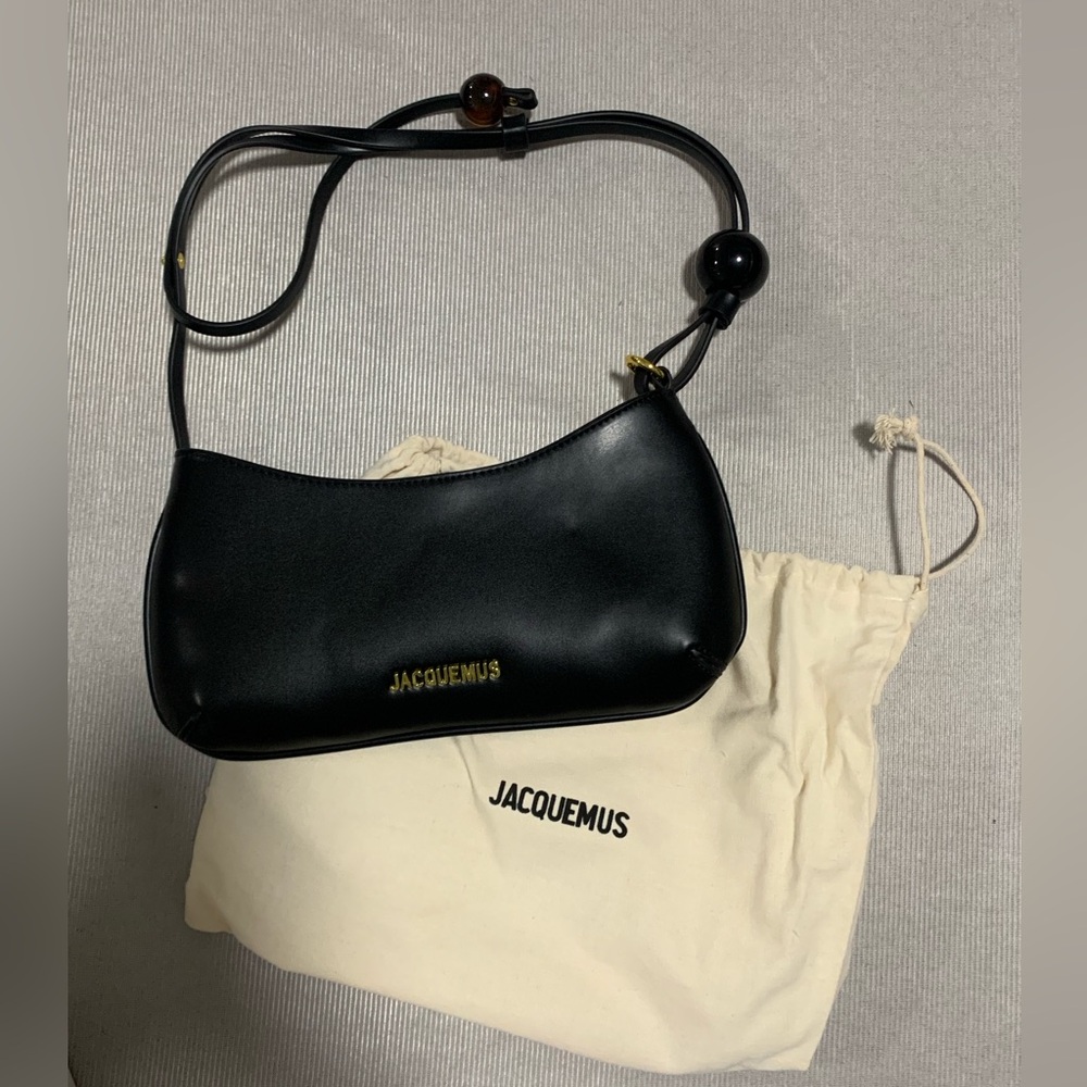 Jacquemus Black Le Cendrier Shoulder Bag with Bead Accent